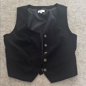 Bohme Black Classic Vest with V-Neckline and Fitted Style